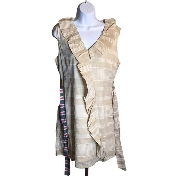 THML Dress Women Sz Medium NWT Tan Summer Sleeveless lined Ruffle knee l… - Picture 1 of 9